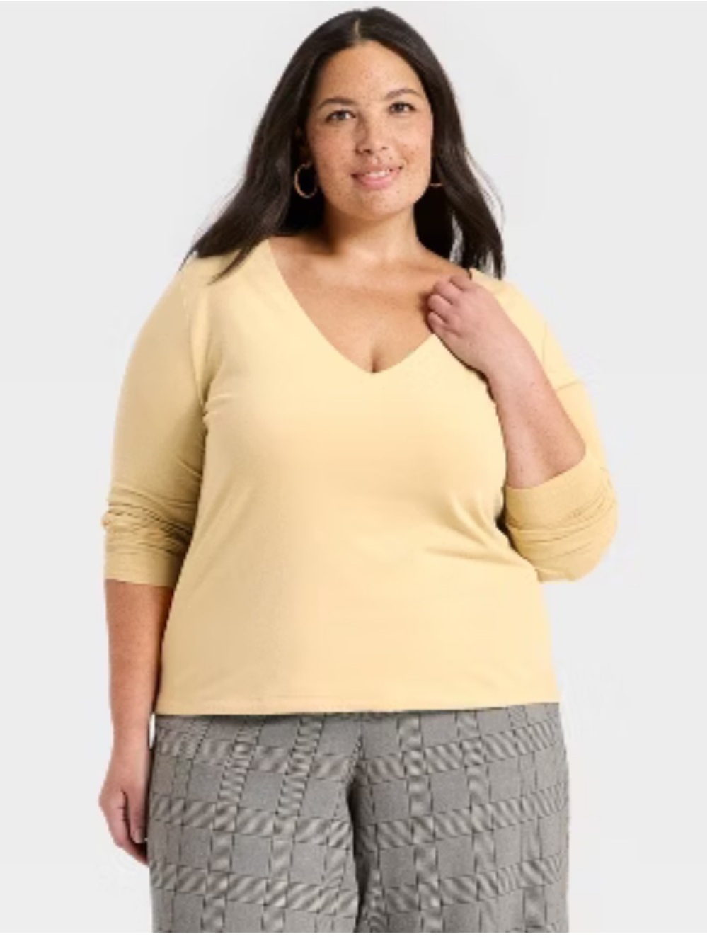 A New Day V-Neck 3/4 Sleeve Top – Beige | NWT